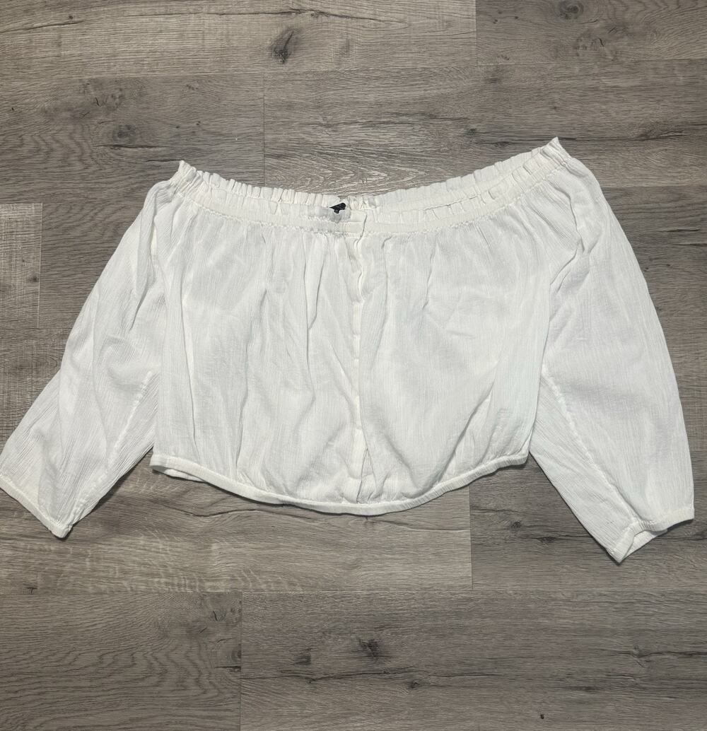 Rag & Bone Off Shoulder Mimi Peasant Blouse Sz M White Gauze Buttons